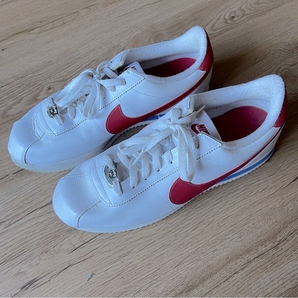 Nike Cortez Basic Leather Classic Sneaker Shoes White/Red Size 10.5